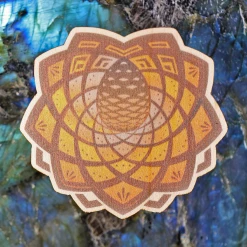 Third Eye Pinecones Wood Stickers - Third Eye Mandala