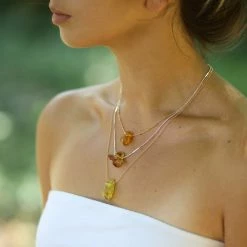 Third Eye Pinecones Amber Bee Necklace - 22