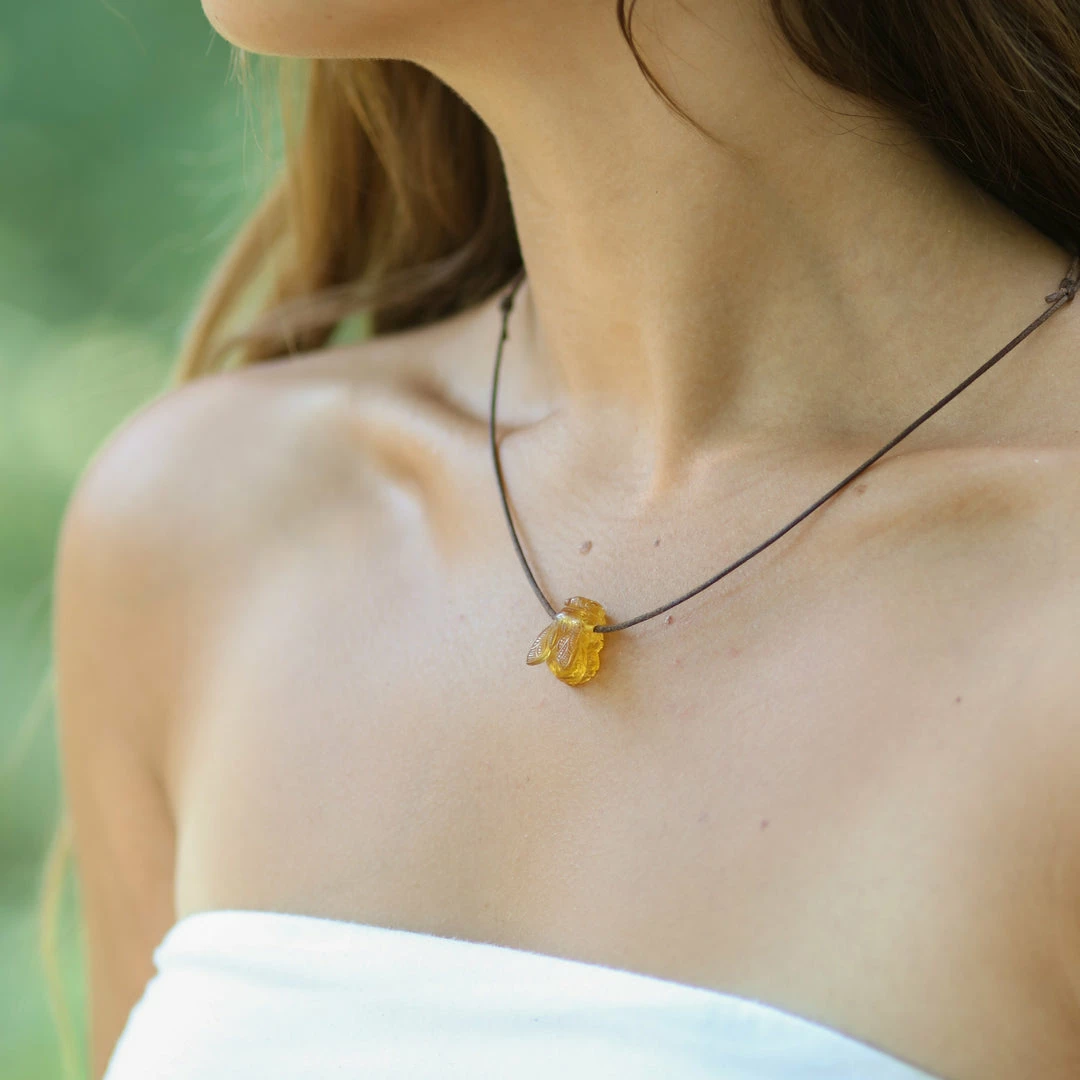 Third Eye Pinecones Amber Bee Necklace 6 Third Eye Pinecones Amber Bee Necklace