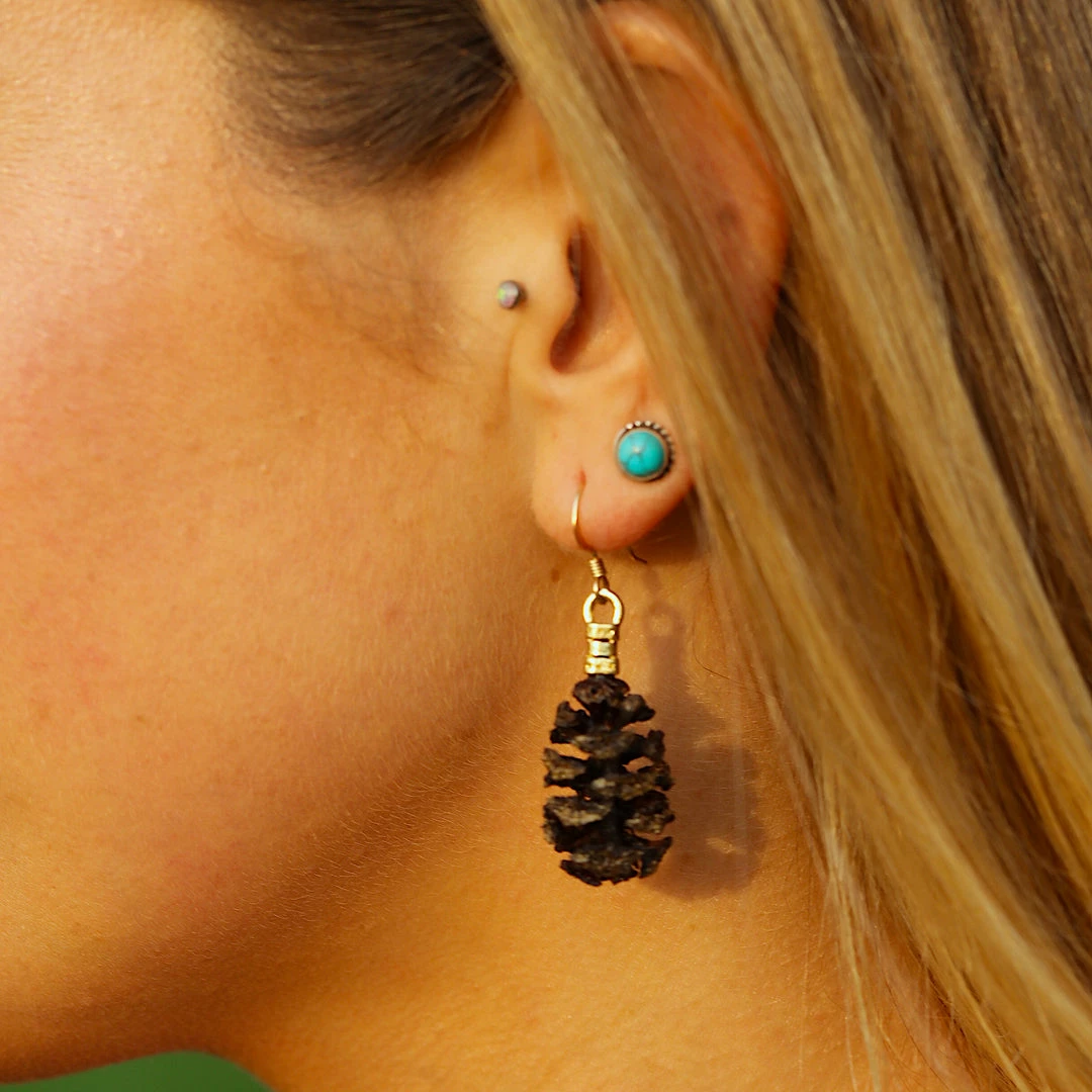 Third Eye Pinecones Redwood Earrings (Silver / Gold) Accessories 5 Third Eye Pinecones Redwood Earrings (Silver / Gold) Accessories